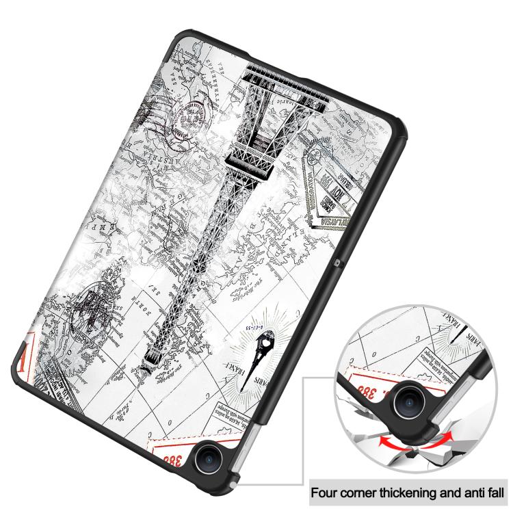 For Xiaomi Redmi Pad 2 SE 9.7 2026 Custer Painted 3-Fold Stand Leather Smart Tablet Case(Retro Eiffel Tower) - Image 6