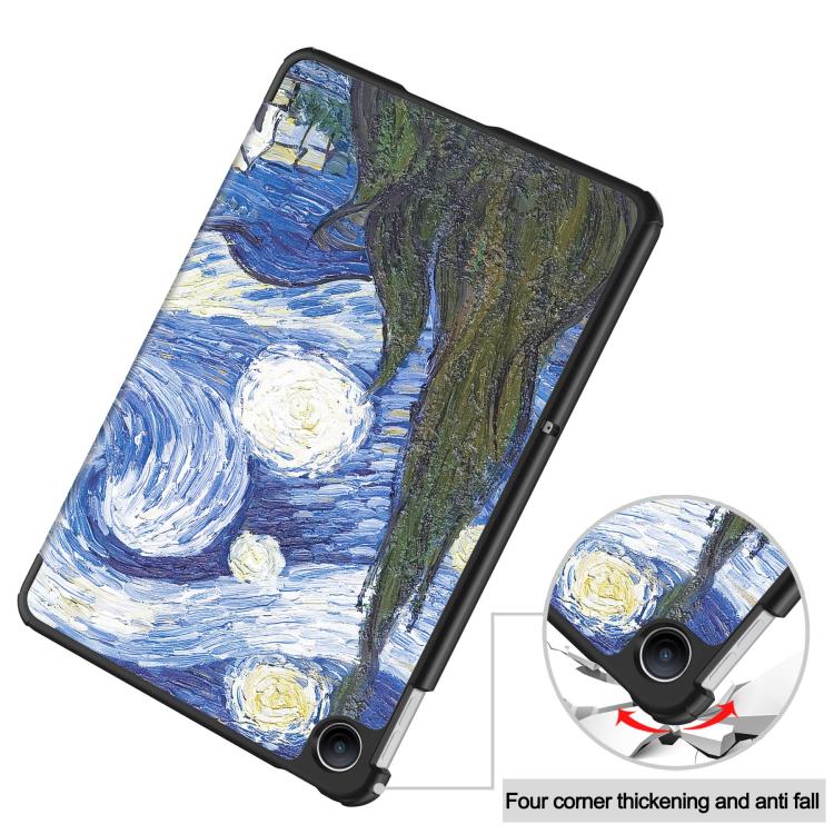 For Xiaomi Redmi Pad 2 SE 9.7 2026 Custer Painted 3-Fold Stand Leather Smart Tablet Case(Starry Sky) - Image 6