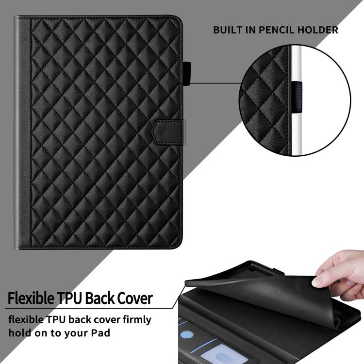 For Xiaomi Redmi Pad 2 SE 9.7 2026 Rhombus Lattice Leather Tablet Case(Black) - Image 6