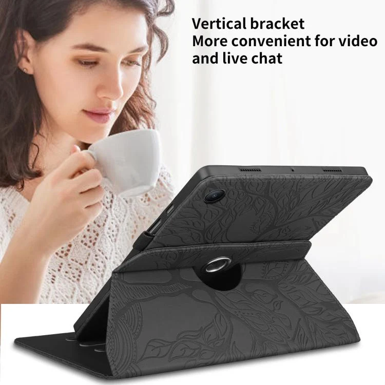 For Xiaomi Redmi Pad 2 SE 9.7 2026 Tree Life Embossed Rotation Leather Tablet Case(Black) - Image 6