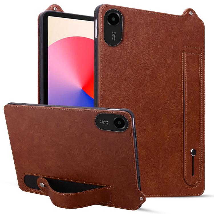 For Xiaomi Redmi Pad 2 TPU Leather Back Tablet Case with Wristband(Brown)