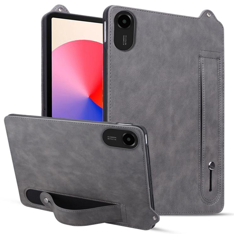 For Xiaomi Redmi Pad 2 TPU Leather Back Tablet Case with Wristband(Grey)