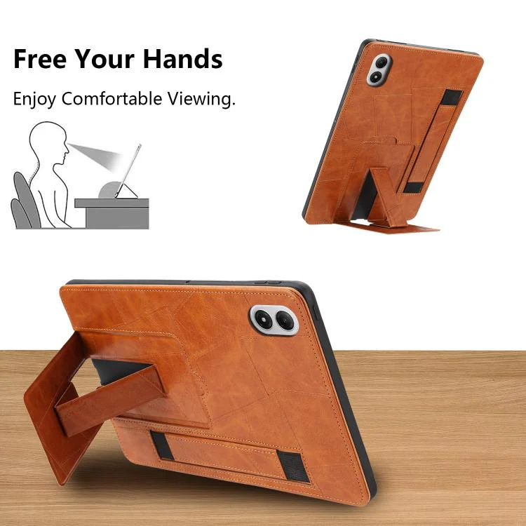 For Xiaomi Redmi Pad Pro 12.1 Wristband Retro Vegan Leather Back Tablet Case with Holder(Brown) - Image 3
