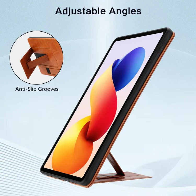 For Xiaomi Redmi Pad Pro 12.1 Wristband Retro Vegan Leather Back Tablet Case with Holder(Brown) - Image 4
