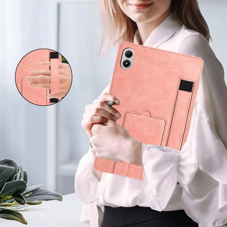 For Xiaomi Redmi Pad Pro 12.1 Wristband Retro Vegan Leather Back Tablet Case with Holder(Pink) - Image 5