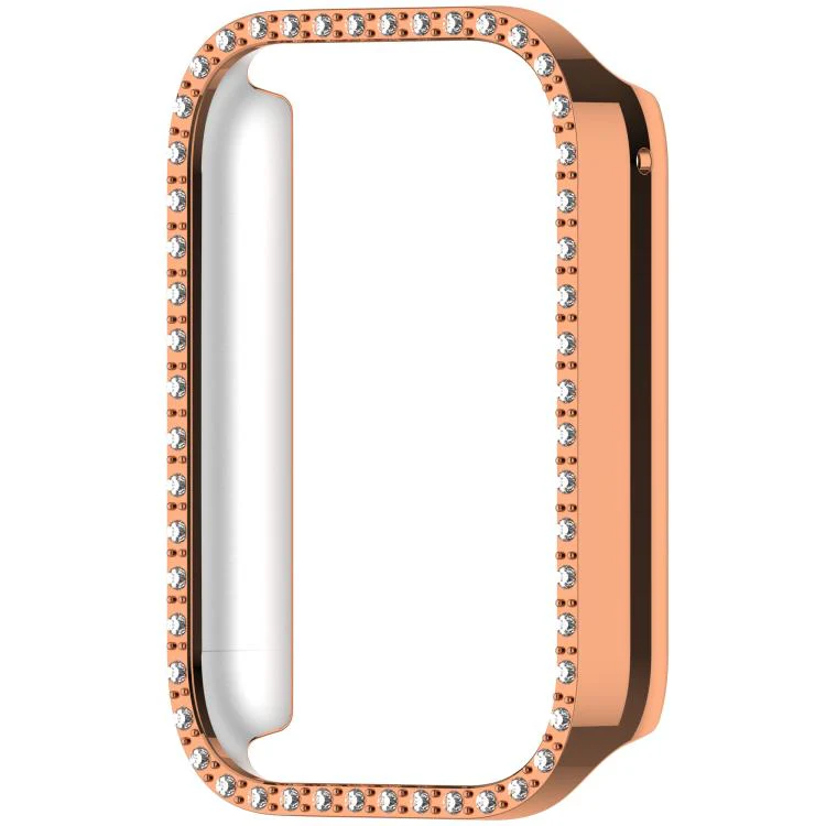 For Xiaomi Smart Band 10 Pro Ceramic Diamond Half Coverage Hollow PC Watch Protective Case(Rose Gold) - Image 4