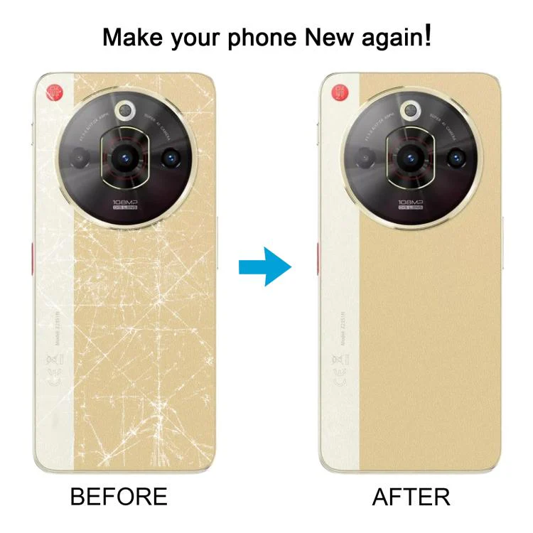 For ZTE nubia Focus Pro Z2351N Leather Battery Back Cover with Adhesive / Camera Lens Cover(Gold) - Image 6