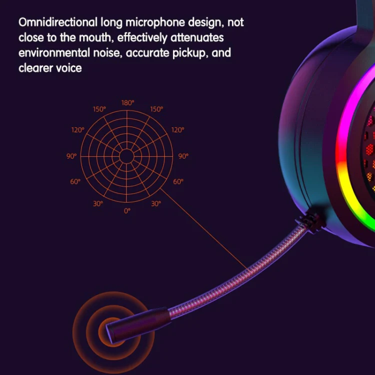 FOREV G99 USB RGBHead-Mounted Wired Headset With Microphone, Style: Standard Version (Colorful Light Pink) - Image 5