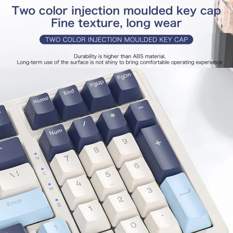 FREE WOLF K8 Korean Bluetooth Wireless Tri-Mode Mechanical Keyboard Hot-swappable Gaming Keyboard(Blueberry Blue Switch) - Image 9