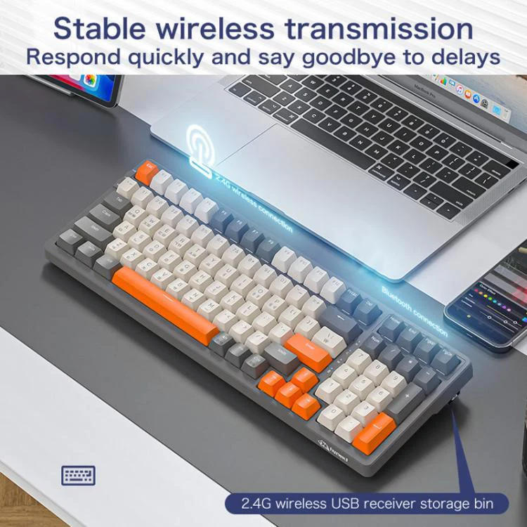 FREE WOLF K8 Korean Bluetooth Wireless Tri-Mode Mechanical Keyboard Hot-swappable Gaming Keyboard(Microglow Blue Switch) - Image 6