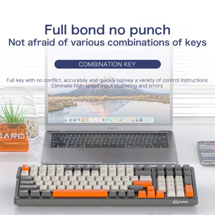 FREE WOLF K8 Korean Bluetooth Wireless Tri-Mode Mechanical Keyboard Hot-swappable Gaming Keyboard(Microglow Blue Switch) - Image 7