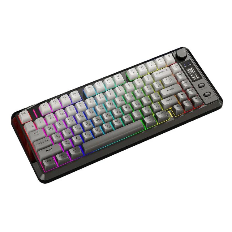 FREE WOLF M75 Russian Wireless Bluetooth Dual-Mode Mechanical Keyboard With PBT Gradient Caps and Display Screen(Moonlit Night)