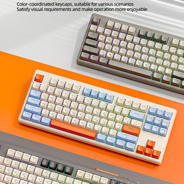 FREE WOLF M87 Russian 2.4G Wireless Bluetooth Dual-Mode Mechanical Keyboard(Coffee) - Image 2