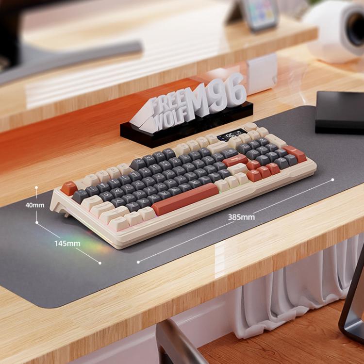 FREE WOLF M96 Wireless Bluetooth Dual-Mode Russian Keyboard PBT Dome Display Gaming Keyboard(Coffee) - Image 11