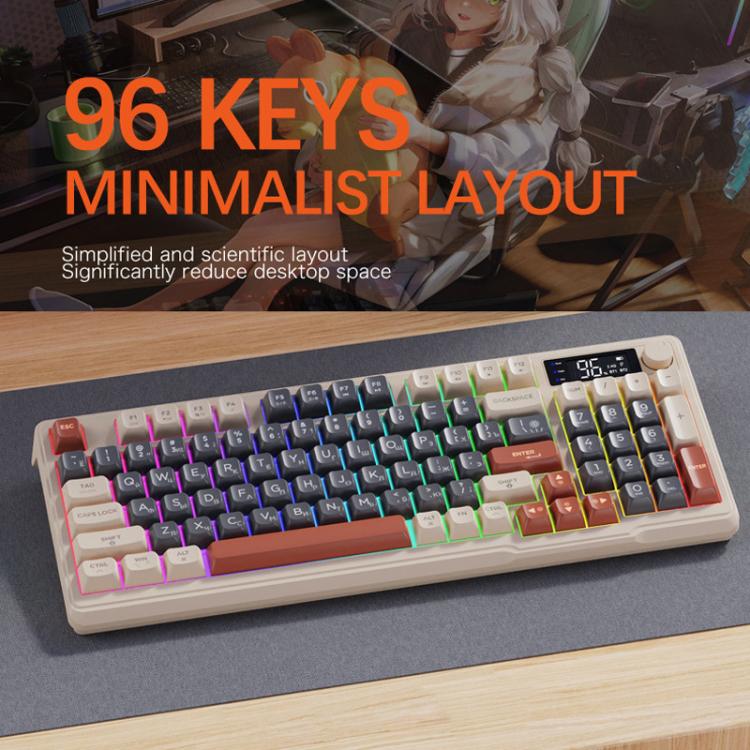 FREE WOLF M96 Wireless Bluetooth Dual-Mode Russian Keyboard PBT Dome Display Gaming Keyboard(Micro Light) - Image 4