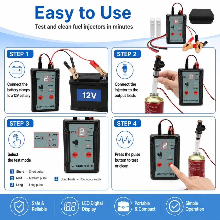 Fuel Injector Tester And Cleaner With 2 Size Adapters(ZK0102) - Image 4