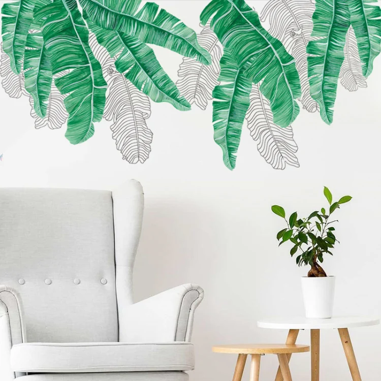 FX-C24 Green Shade Banana Leaf Home Wall Decoration Self-adhesive Removable Wall Stickers - Image 3