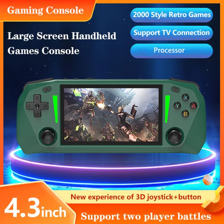 G33 4.3-inch IPS OLED Handheld Game Console Supports Two-Player Battles, External TF card:64G(Green) - Image 3