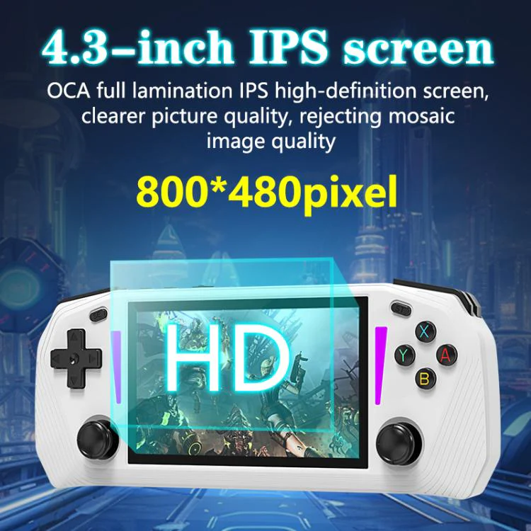 G33 4.3-inch IPS OLED Handheld Game Console Supports Two-Player Battles, External TF card:64G(White) - Image 5