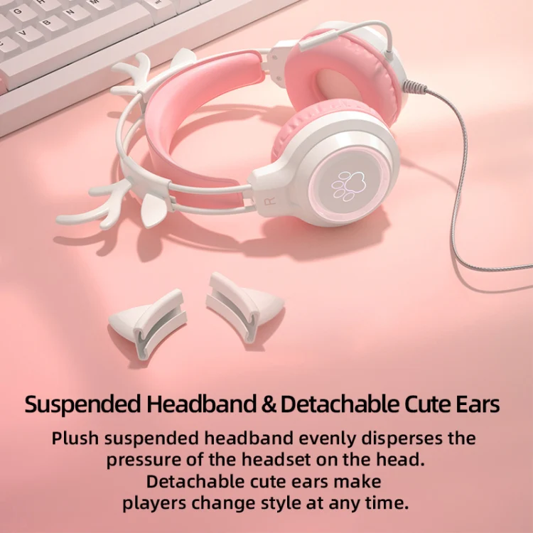 G35 Cute Cat RGB Head-mounted Wired Gaming Earphone(Blue) - Image 5