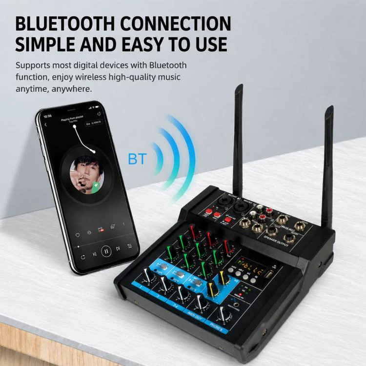 G4A 4-Channel Multi-function Professional Bluetooth Mixer, Plug Type:EU Plug(Black) - Image 4