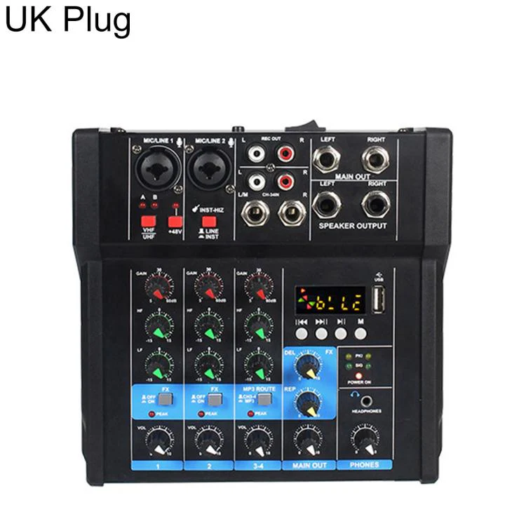 G4B 4-Channel Multi-function Professional Bluetooth Mixer with Amplifier, Plug Type:UK Plug(Black)