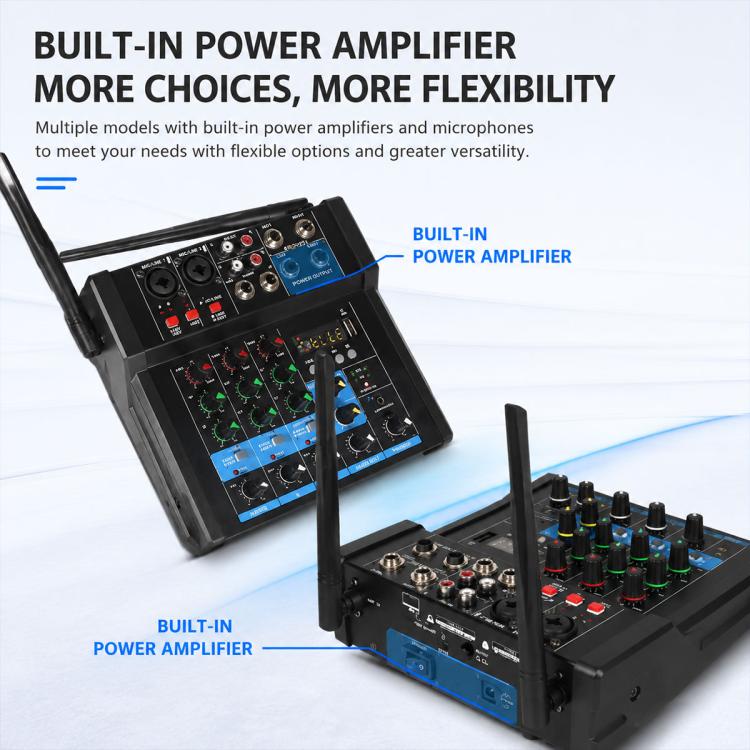 G4D 4-Channel Multi-function Professional Bluetooth Mixer with Amplifier & Microphone, Type:Rechargeable Microphone(UK Plug) - Image 6
