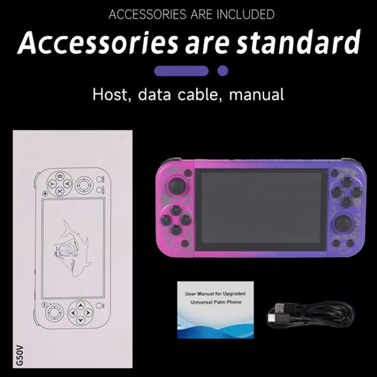 G50V 5-inch True-color Handheld Game Console Supports 19+ Emulators, External TF card:64G(Gold) - Image 13