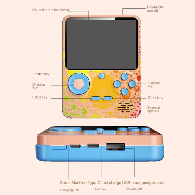 G6 3.5 Inch Screen Handheld Game Console Video Gaming Machine for Kids, Model:Single(Blue) - Image 7