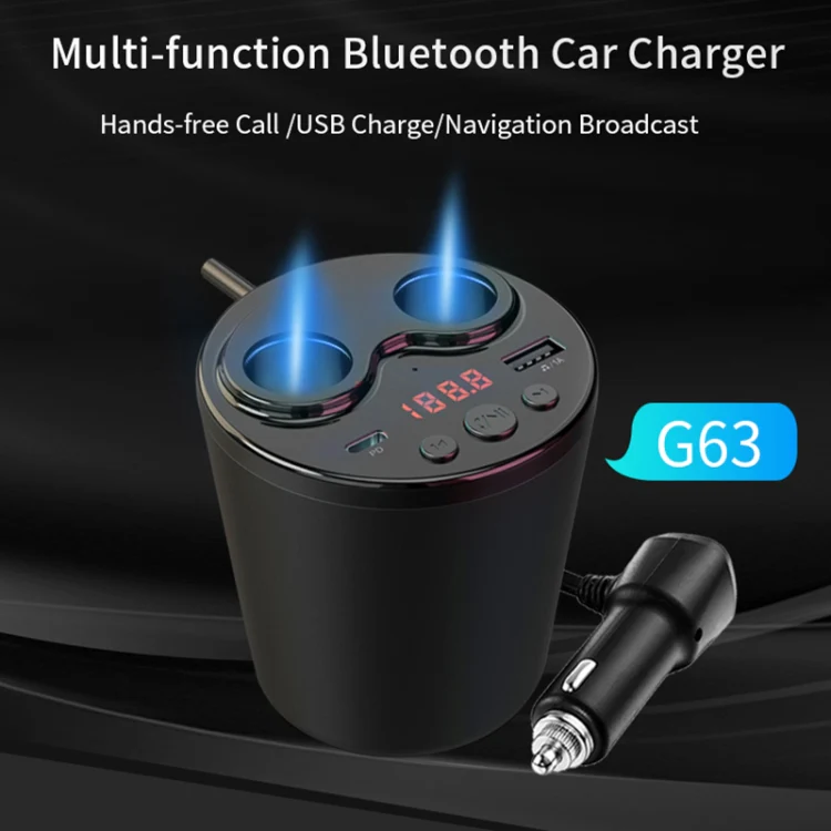 G63 Car Multi-function Bluetooth Charger Cup Support Hands-free Call / USB Charging / Navigation Broadcast, with Remote Control - Image 3