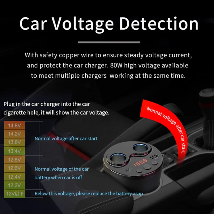 G63 Car Multi-function Bluetooth Charger Cup Support USB Charging / Navigation Broadcast, without Remote Control - Image 4