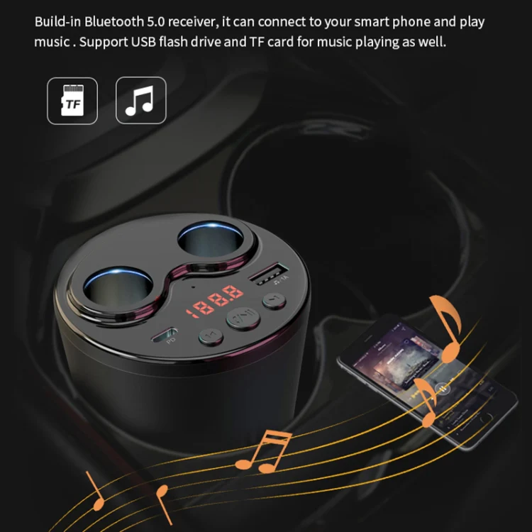 G63 Car Multi-function Bluetooth Charger Cup Support USB Charging / Navigation Broadcast, without Remote Control - Image 5