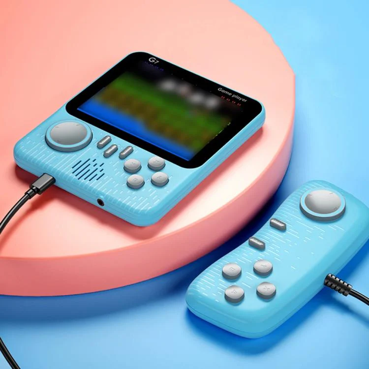 G7 3.5 inch Screen Portable Retro Nostalgic Games Console Built-in 666 Games, Model:Double(Blue)