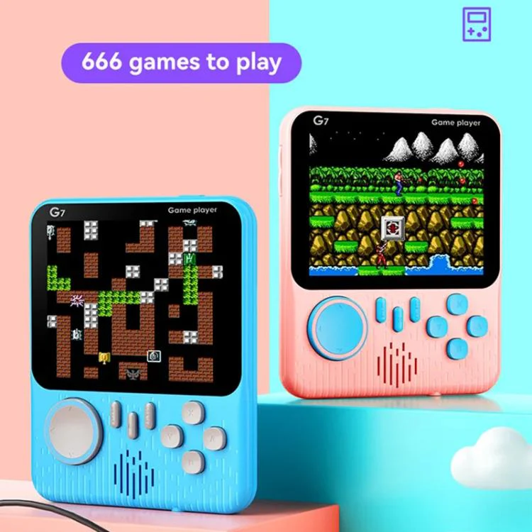 G7 3.5 inch Screen Portable Retro Nostalgic Games Console Built-in 666 Games, Model:Double(Blue) - Image 2