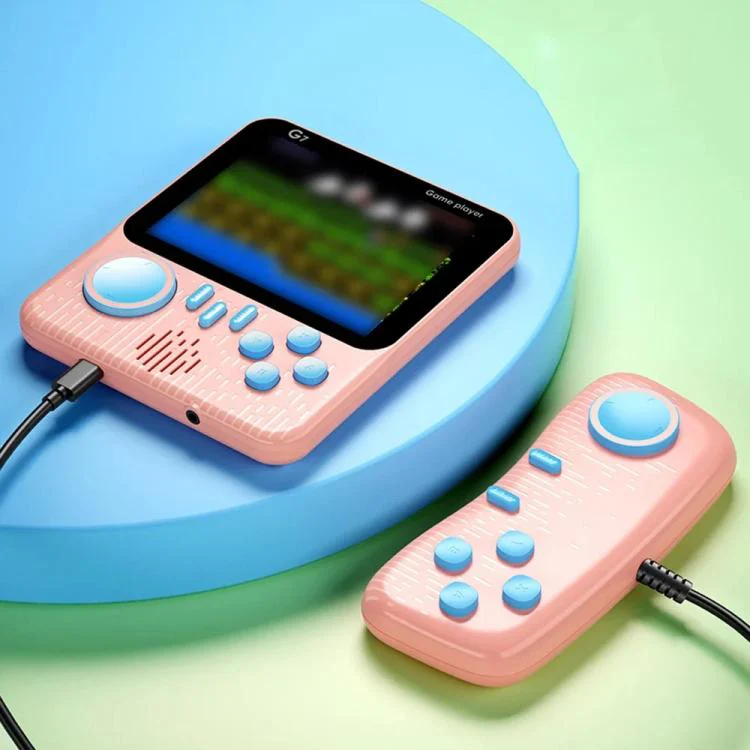 G7 3.5 inch Screen Portable Retro Nostalgic Games Console Built-in 666 Games, Model:Double(Pink)