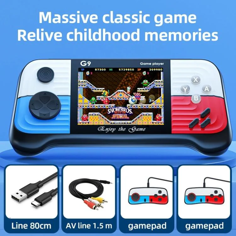 G9 3.0 inch Screen Portable Retro Handheld Video Game Console Built-in 600 Games, Model:Triple(Red Blue) - Image 2