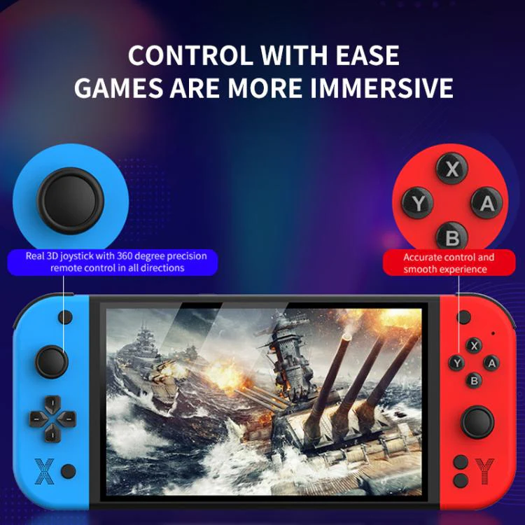 G90 7-inch IPS HD Handheld Game Console Supports 30+ Emulators, External TF card:64G(Black) - Image 6