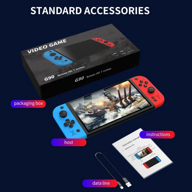 G90 7-inch IPS HD Handheld Game Console Supports 30+ Emulators, External TF card:64G(Black) - Image 8