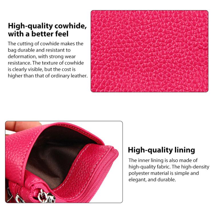 Genuine Leather Double Zipper Key Coin Purse(Purple Lotus) - Image 5