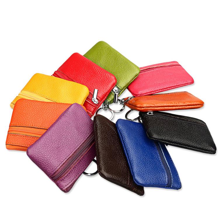 Genuine Leather Zipper Key Coin Purse(Orange) - Image 6