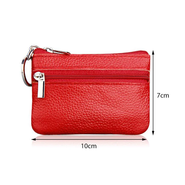 Genuine Leather Zipper Key Coin Purse(White) - Image 3