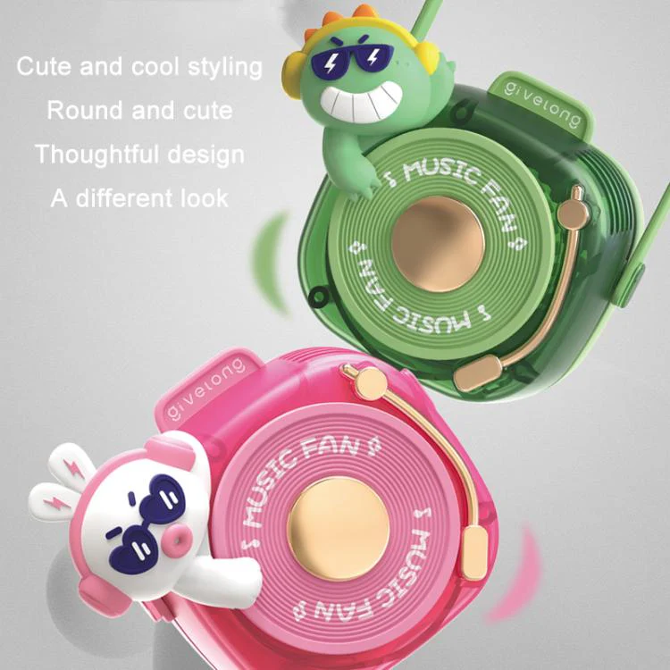 Givelong Cute Cool Pet DJ Lanyard Small Fan USB Rechargeable Compact Portable Bladeless Neck Fan(Cool Duck) - Image 5