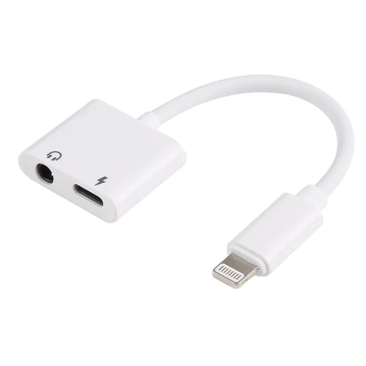 GL011 2 in 1 8 Pin Female + 3.5mm Female to 8 Pin Male Audio Charging Adapter(White) - Image 2