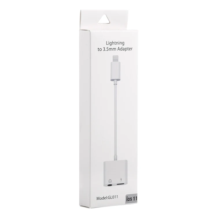 GL011 2 in 1 8 Pin Female + 3.5mm Female to 8 Pin Male Audio Charging Adapter(White) - Image 4