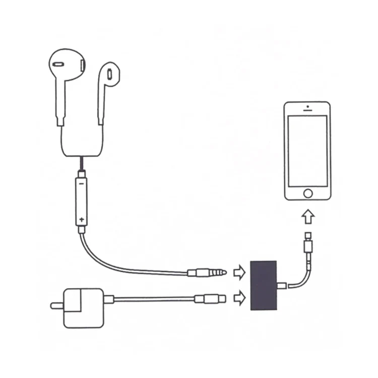 GL011 2 in 1 8 Pin Female + 3.5mm Female to 8 Pin Male Audio Charging Adapter(White) - Image 5