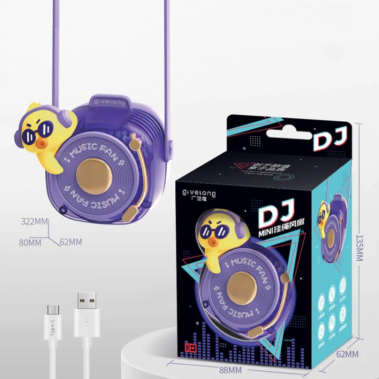 GL120-123 Hanging Neck Fan Summer Handheld USB Portable Mini Fan(Blue) - Image 3