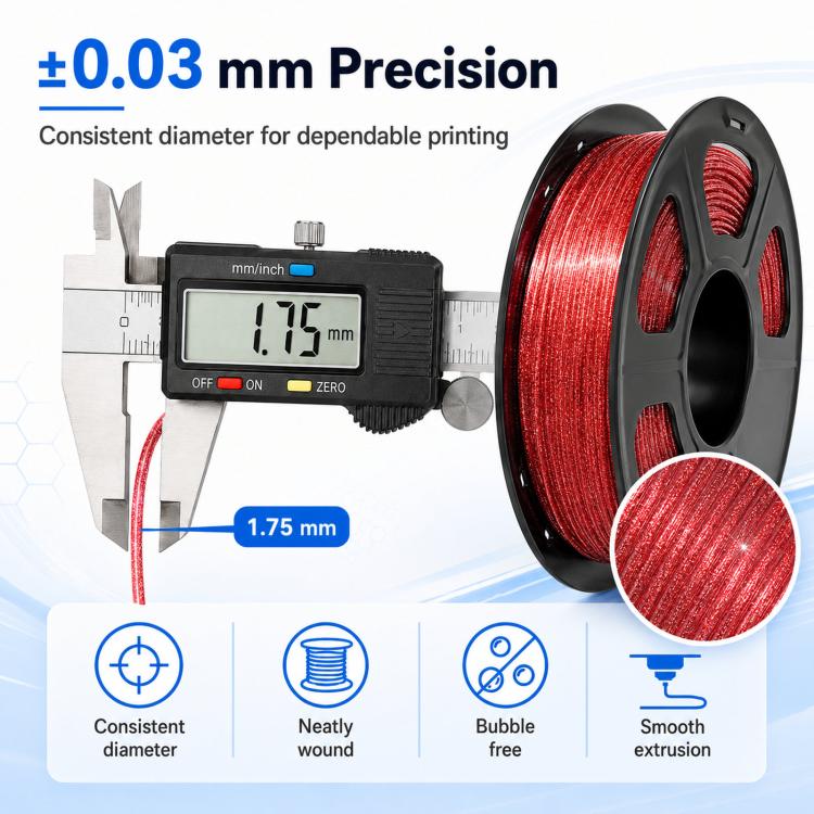 Glitter PETG Filament 1.75mm 1kg Spool Sparkly Starry Galaxy Effect Tough 3D Printing Material(Black) - Image 3