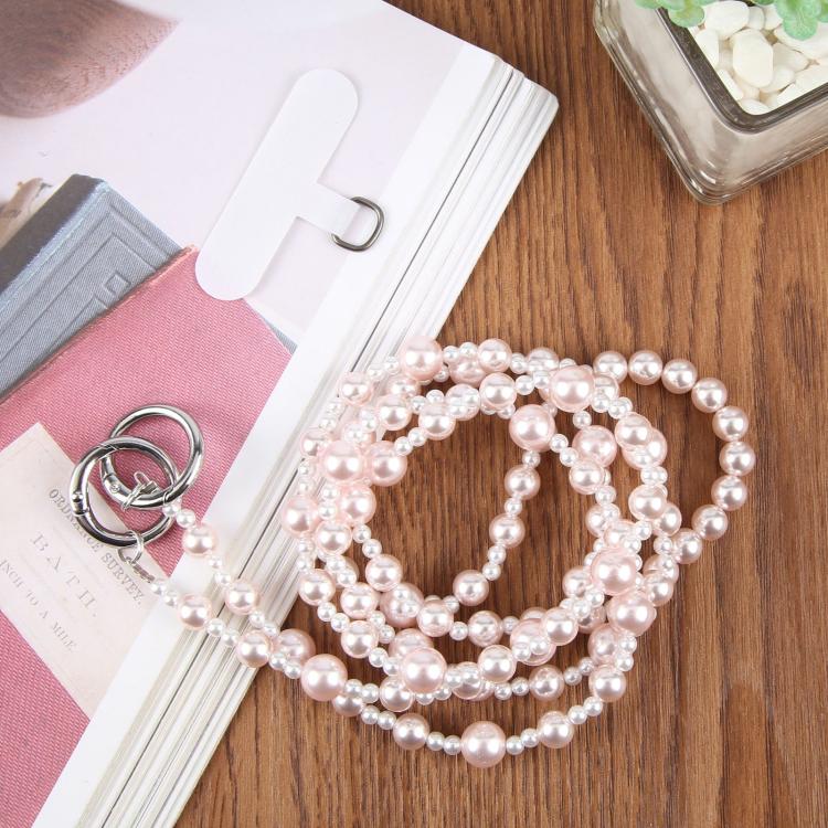Glossy Pearl Phone Chain Crossbody Phone Lanyard with Tether Pad for Women Girls(Pink) - Image 2