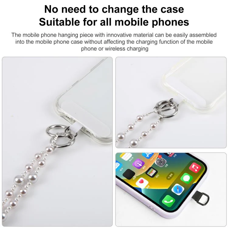 Glossy Pearl Phone Chain Crossbody Phone Lanyard with Tether Pad for Women Girls(Pink) - Image 5