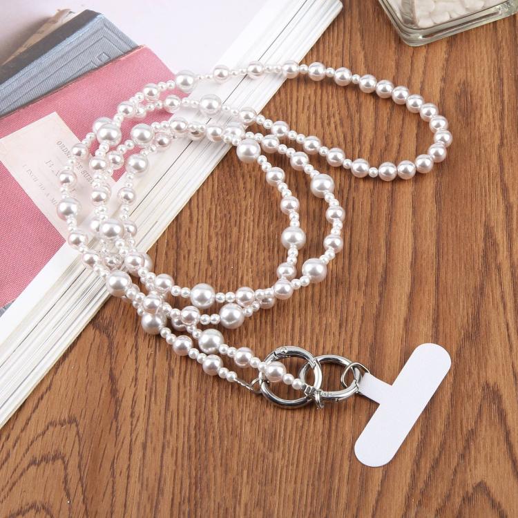 Glossy Pearl Phone Chain Crossbody Phone Lanyard with Tether Pad for Women Girls(Starlight)